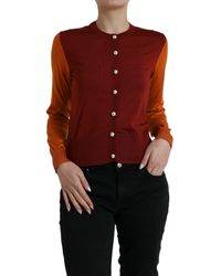 Dolce & Gabbana - Multicolor Silk Crewneck Cardigan Sweater - Lyst
