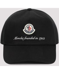 Moncler - Black Cotton Logo Cap - Lyst