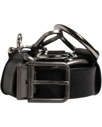 Dolce & Gabbana - Black Calf Leather Silver Metal Buckle Belt - Lyst