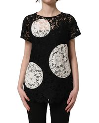 Dolce & Gabbana - Floral Lace Short Sleeve Blouse Top - Lyst