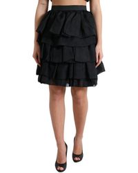 Dolce & Gabbana - Tiered Aline High Waist Silk Mini Skirt - Lyst