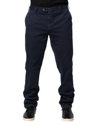 Santaniello - Dark Blue Mid Waist Skinny Chino Trouser Pants - Lyst