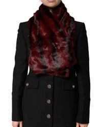 Dolce & Gabbana - Stripe Fur Shawl Neck Wrap Scarf - Lyst