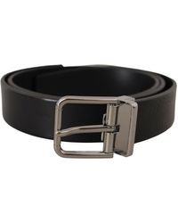 Dolce & Gabbana - Leather Perforated Logo Metal Buckle Belt - Lyst