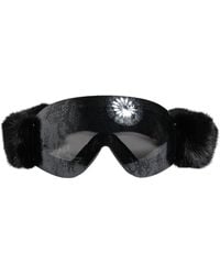 Dolce & Gabbana - Black Bi0759 Lace Mirrored Ski Goggles Mask Sunglasses - Lyst