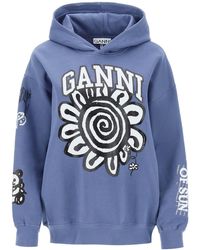 Ganni - Hoodie With Graphic Prints - Lyst
