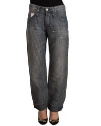 Acht - Gray Washed Ramie Straight Denim Folded Hem Jeans - Lyst