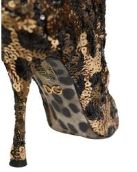 Dolce & Gabbana - Gold Leopard Sequin Sock Ankle Boots Shoes - Lyst
