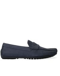 Dolce & Gabbana - Blue Calfskin Leather Slip On Moccasin Shoes - Lyst
