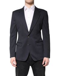 Dolce & Gabbana - Dark Blue Cotton Men Jacket Coat Suit Blazer - Lyst