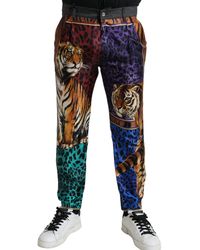 Dolce & Gabbana - Multicolor Tiger Cotton Loose Denim Jeans - Lyst
