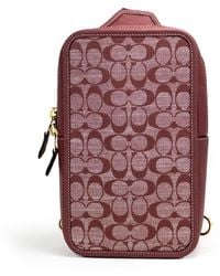 COACH - Sullivan Wine Chambray Canvas Pebbled Leather Crossbody Pack Bag - Lyst