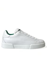 Dolce & Gabbana - White Green Leather Portofino Sneakers Shoes - Lyst