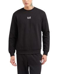 EA7 - Black Cotton Sweatshirt - Lyst