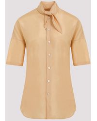 Lemaire - Light Orange Short Sleeves Fitted With Scarf Silk Shirt - Lyst