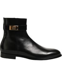 Dolce & Gabbana - Black Leather Buckle Mid Calf Boots Shoes - Lyst