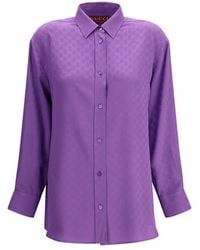 Gucci - Gg Supreme Print Silk Shirt - Lyst