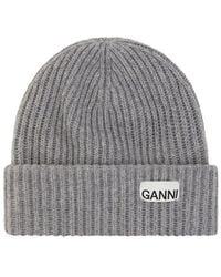 Ganni - Gray Wool Oves Aries Beanie - Lyst