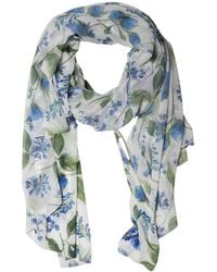 Dolce & Gabbana - White Blue Floral Polyester Stole Scarf - Lyst