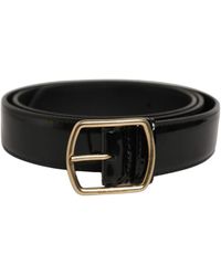 Dolce & Gabbana - Black Patent Leather Gold Metal Buckle Belt - Lyst