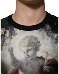 Dolce & Gabbana - Black Cashmere Cherub Print Baroque Sweater - Lyst