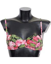 Dolce & Gabbana - Dolce Gabbana Pink Floral Print Swimsuit Beachwear Bikini Tops - Lyst