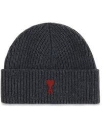 Ami Paris - Gray Wool Oves Aries Beanie - Lyst
