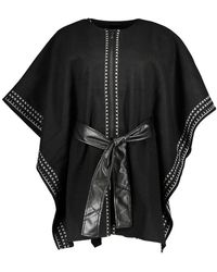 Desigual - Chic Crew Neck Poncho With Contrast Details - Lyst