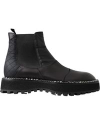 Dolce & Gabbana - Black Leather Slip On Stretch Boots - Lyst