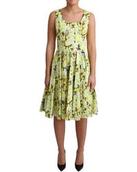 Dolce & Gabbana - Floral Cotton Stretch Gown Dress - Lyst