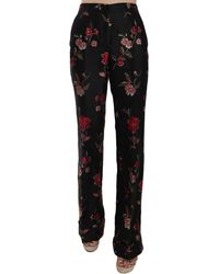 Dolce & Gabbana - Dolce Gabbana Floral Print Boot Cut Trouser Pants - Lyst