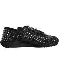 Dolce & Gabbana - Shoes Black Embellished Low Top Ns1 Sneakers Shoes - Lyst
