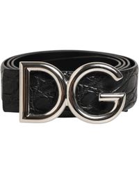 Dolce & Gabbana - Crocodile Belt With Dg Logo - Lyst