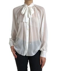 Dolce & Gabbana - Silk Sheer Tied Neck Polka Dots Blouse - Lyst
