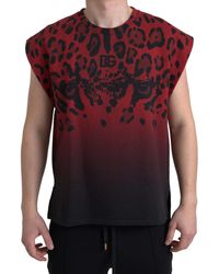 Dolce & Gabbana - Red Leopard Cotton Sleeveless Tank T - Lyst