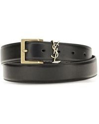 Saint Laurent - Black Calf Leather Bos Taurus Regular Belt - Lyst