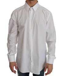 Dolce & Gabbana - White 100% Cotton Gold Slim Dress Shirt - Lyst