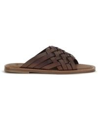 Miu Miu - Brown Calf Leather Bos Taurus Flat Sandals - Lyst