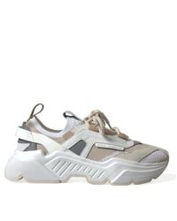Dolce & Gabbana - Beige White Daymaster Low Top Leather Sneakers Shoes - Lyst