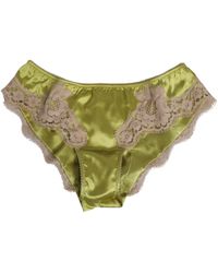Dolce & Gabbana - Green Silk Satin Floral Lace Trim Panty Underwear - Lyst