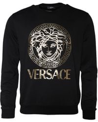 Versace - Black Medusa Fleece Cotton Crew Neck Sweatshirt Sweater - Lyst