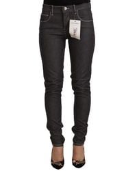 Acht - Black Low Waist Skinny Denim Slim Fit Jeans Cotton - Lyst