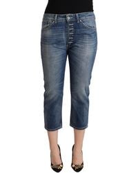 Dondup - Blue Washed Mid Waist Capri Denim Jeans - Lyst