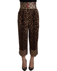 Dolce & Gabbana - High Waist Cropped Leopard Jacquard Pants - Lyst