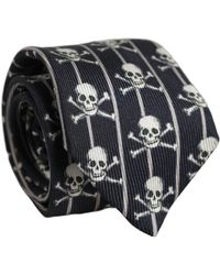 Dolce & Gabbana - Men Black Silk Skull Fantasy Adjustable Tied Necktie Tie - Lyst