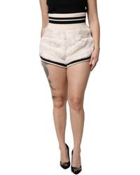 Dolce & Gabbana - White Faux Fur High Waisted Hot Pants Short - Lyst