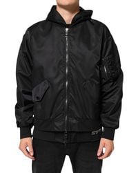 Dolce & Gabbana - Nylon Hooded Full Zip Bomber Jacket Clothing - Lyst