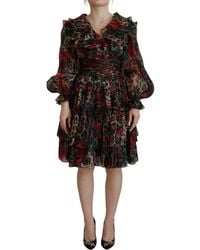 Dolce & Gabbana - Printed Silk Minidress - Lyst
