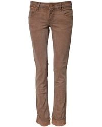 Acht - Brown Cotton Slim Fit Denim Low Waist Jeans - Lyst