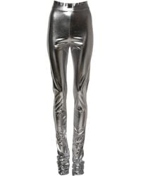 Dolce & Gabbana - Metallic Silver Polyester Slim Fit Leggings Pants - Lyst